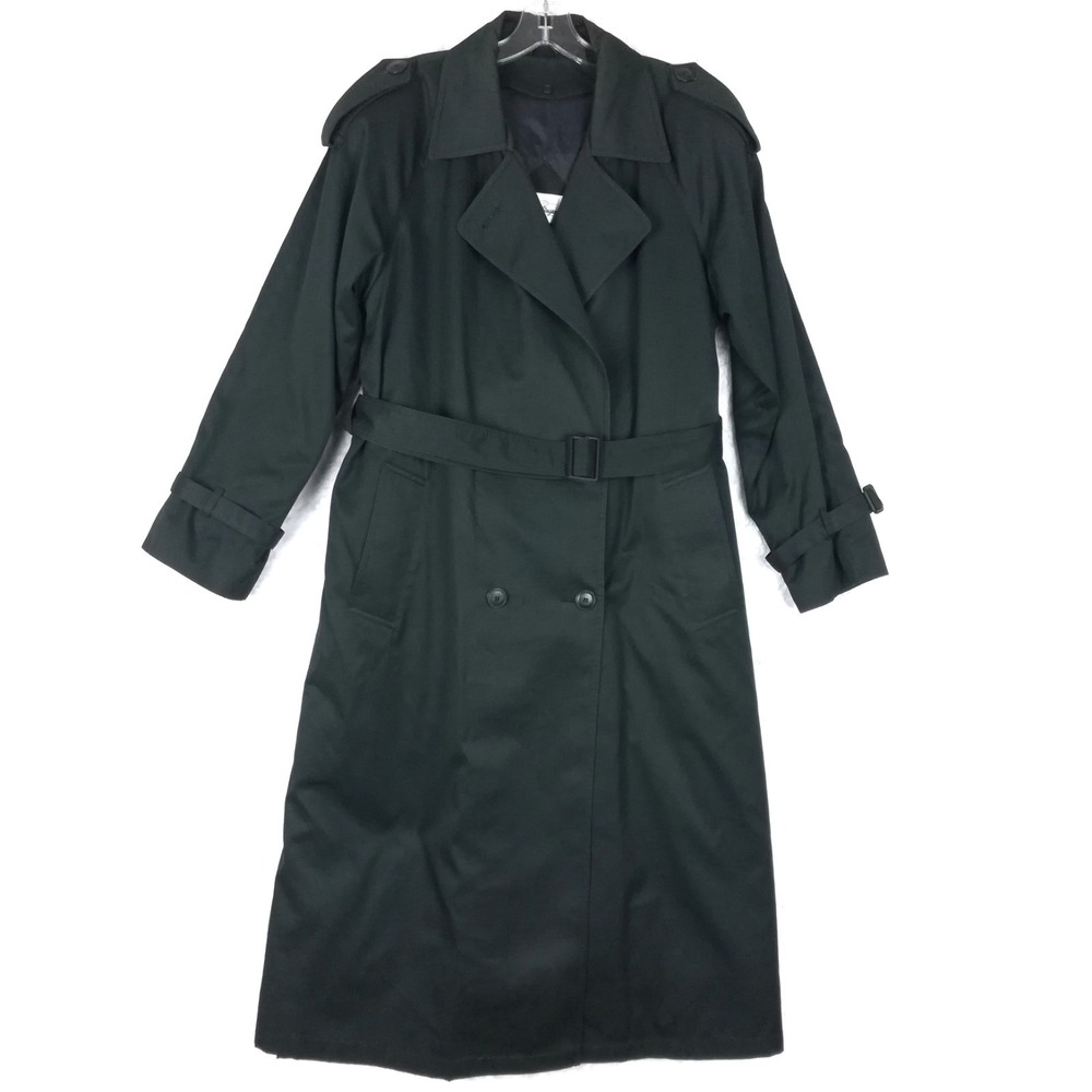 Worthington Womens Trench Coat Black Thermolite Liner Double Breasted Belt 10